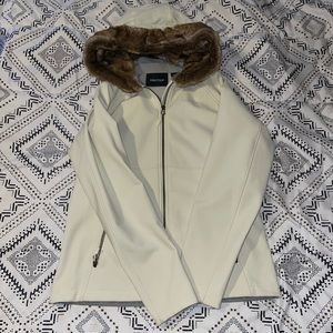 Marmot cream jacket with fur lined hood